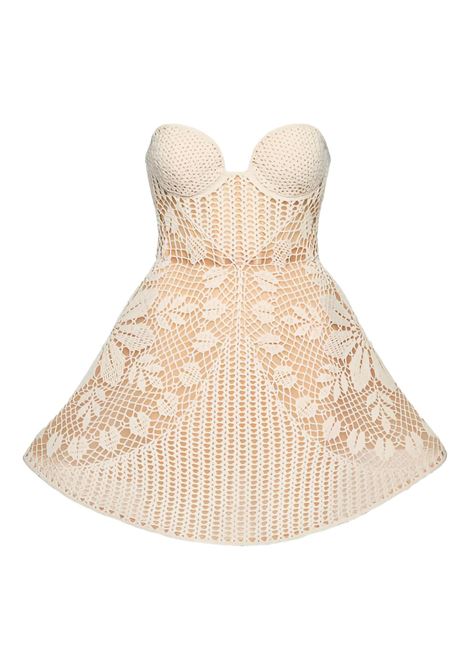 Mini abito all'uncinetto in crema Magda Butrym - donna MAGDA BUTRYM | 585525CRM